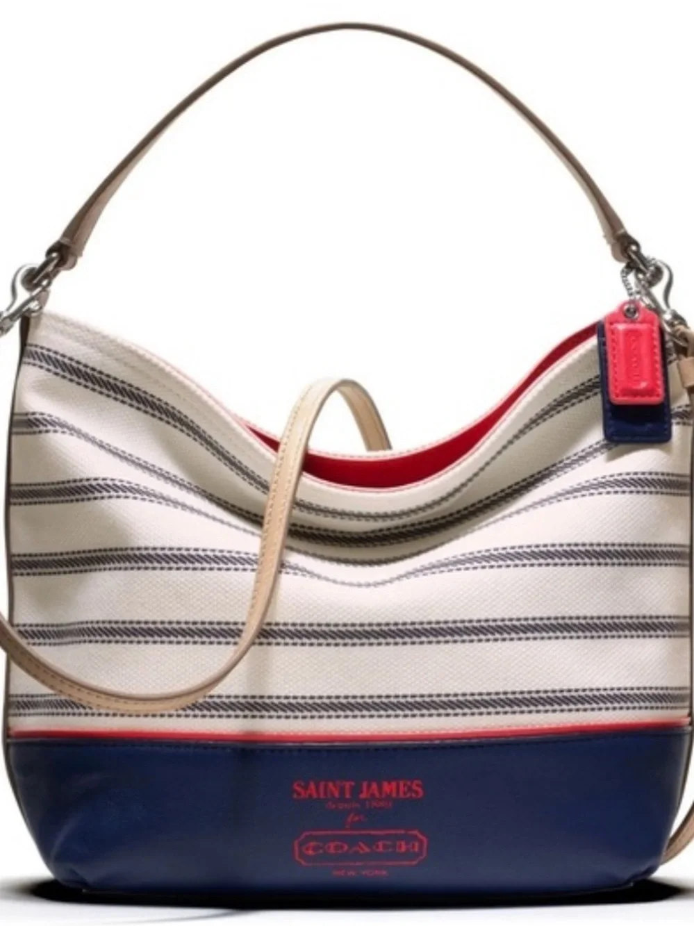 Coach x Saint James Collaboration Striped Hobo Canvas/leather accents  LIKE NEW